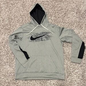 Nike Men’s Heather Gray Crewneck Hoodie with Black Swoosh